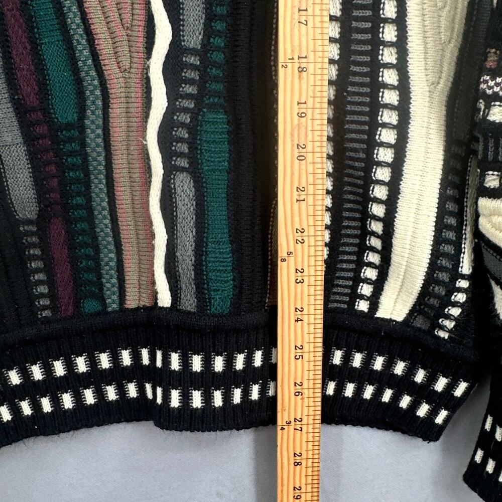 VTG 90s Textured Sweater Mens Lg Multicolor Acrylic Knit Pullover Bold Abstract - Picture 11 of 15